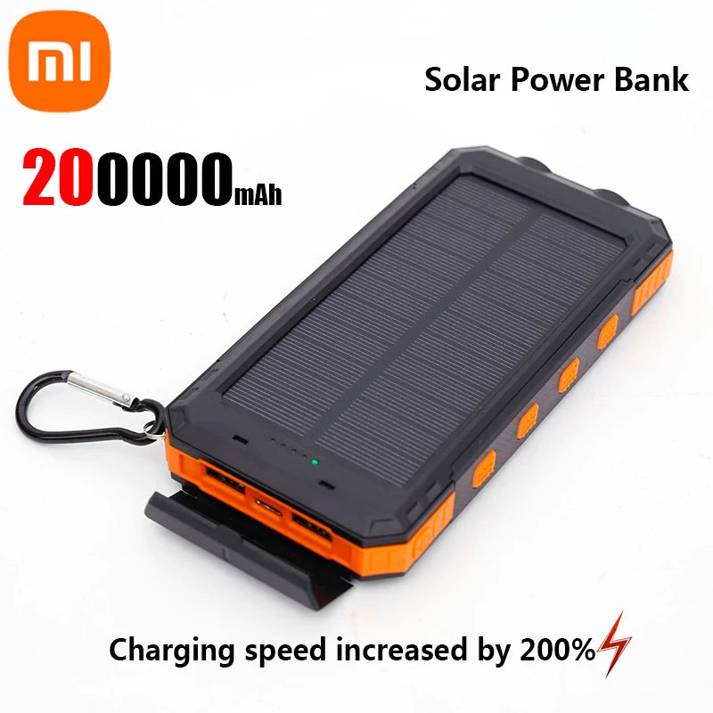 Xiaomi 200000Mah Solar Power Bank Portable Large Capacity Charger Compatible with IOS Android USB-A and USB-C Fast Charging