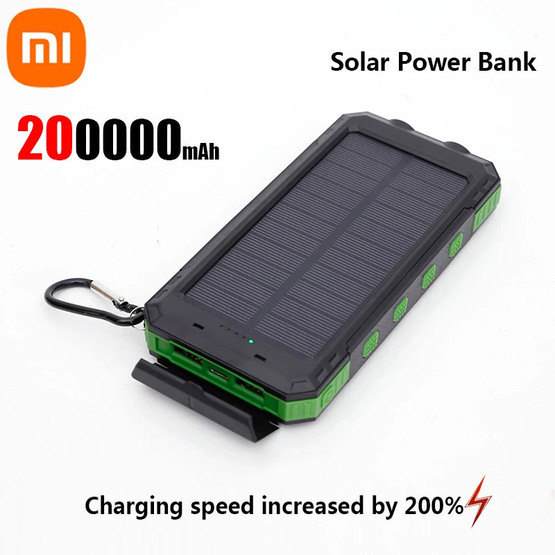 Xiaomi 200000Mah Solar Power Bank Portable Large Capacity Charger Compatible with IOS Android USB-A and USB-C Fast Charging