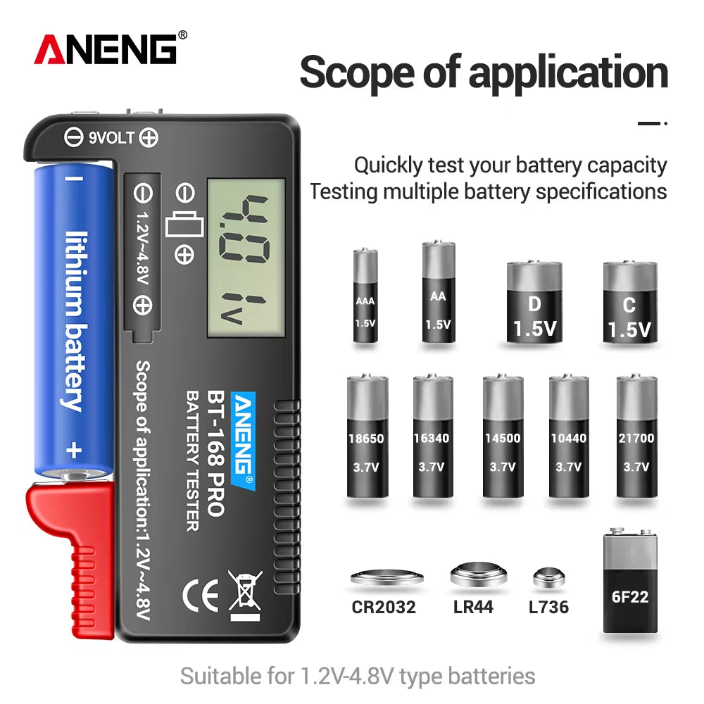 ANENG BT-168 PRO Digital Lithium Battery Checkered Load Analyzer Capacity Tester Display Check AAA AA Button Cell Unive