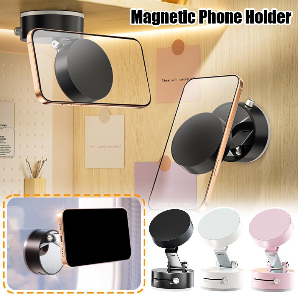 Foldable Magnetic Vacuum Car Phone Holder Foldable Suction Cup With Suction Cup Hands-Free Navigation For Smart Phone - Minedsy