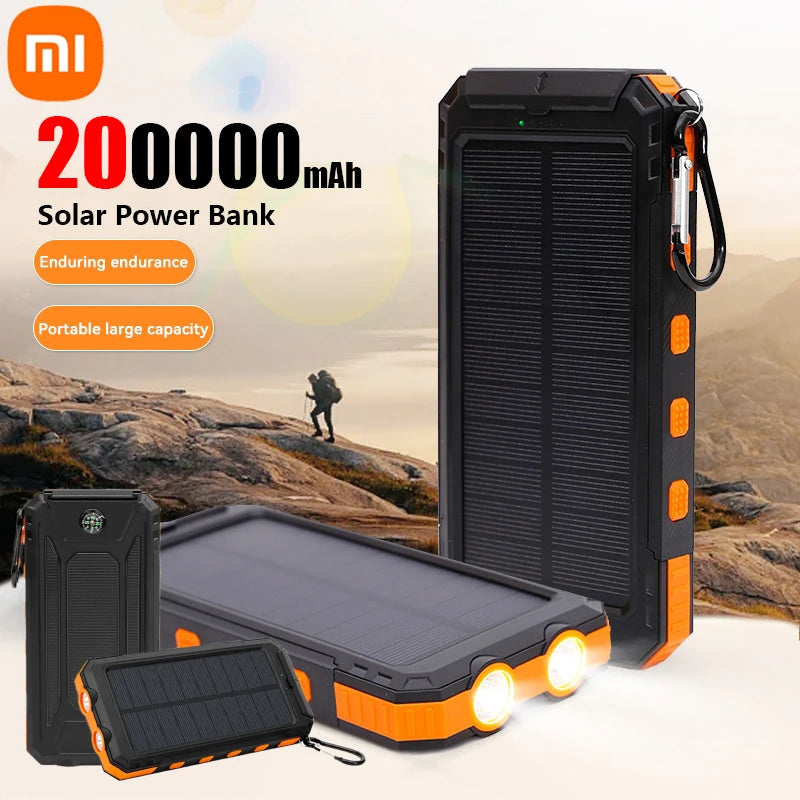 Xiaomi 200000Mah Solar Power Bank Portable Large Capacity Charger Compatible with IOS Android USB-A and USB-C Fast Charging