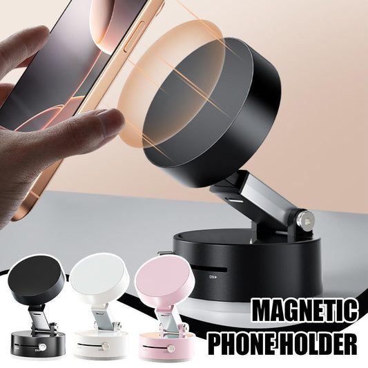 Foldable Magnetic Vacuum Car Phone Holder Foldable Suction Cup With Suction Cup Hands-Free Navigation For Smart Phone - Minedsy