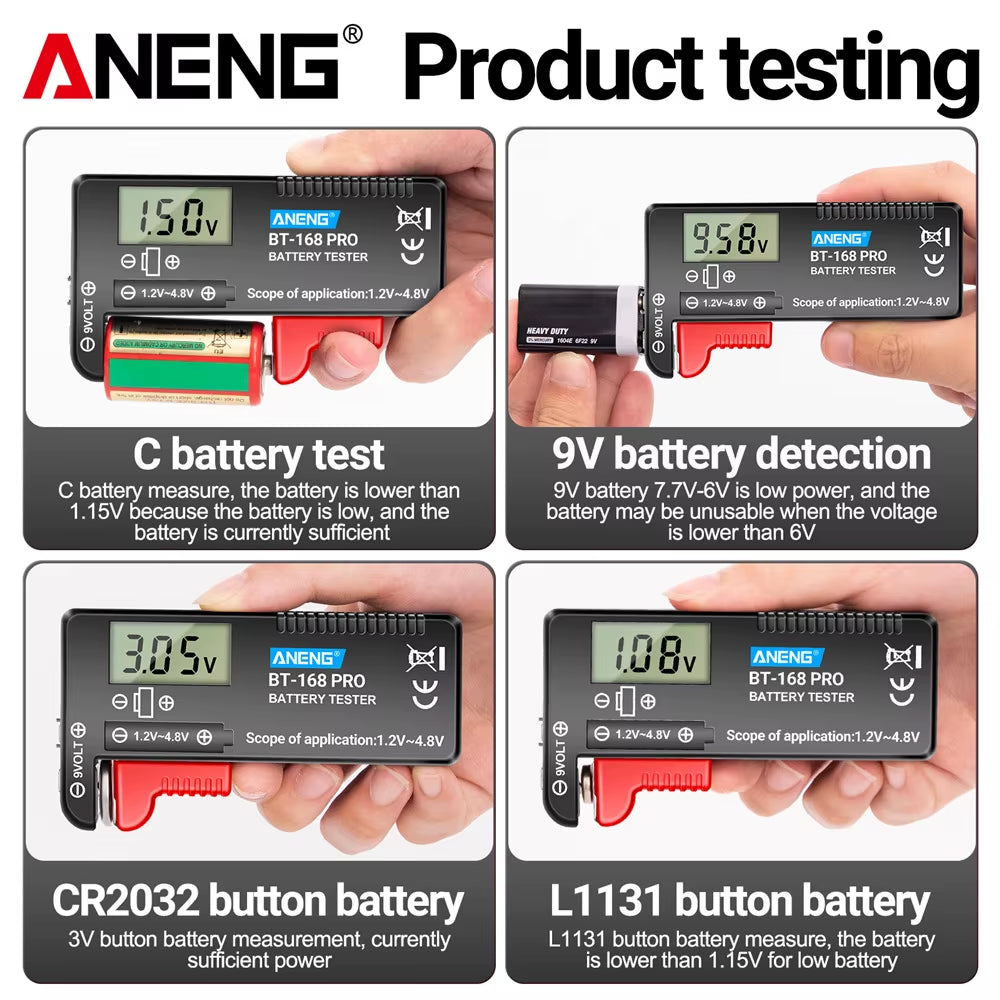 ANENG BT-168 PRO Digital Lithium Battery Checkered Load Analyzer Capacity Tester Display Check AAA AA Button Cell Unive