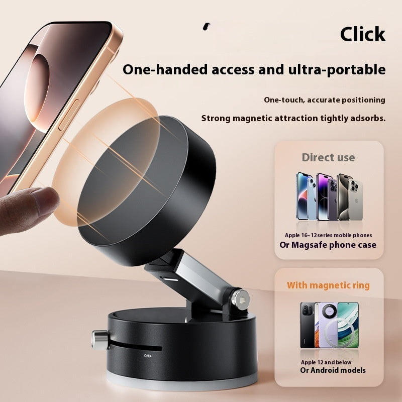 Foldable Magnetic Vacuum Car Phone Holder Foldable Suction Cup With Suction Cup Hands-Free Navigation For Smart Phone - Minedsy