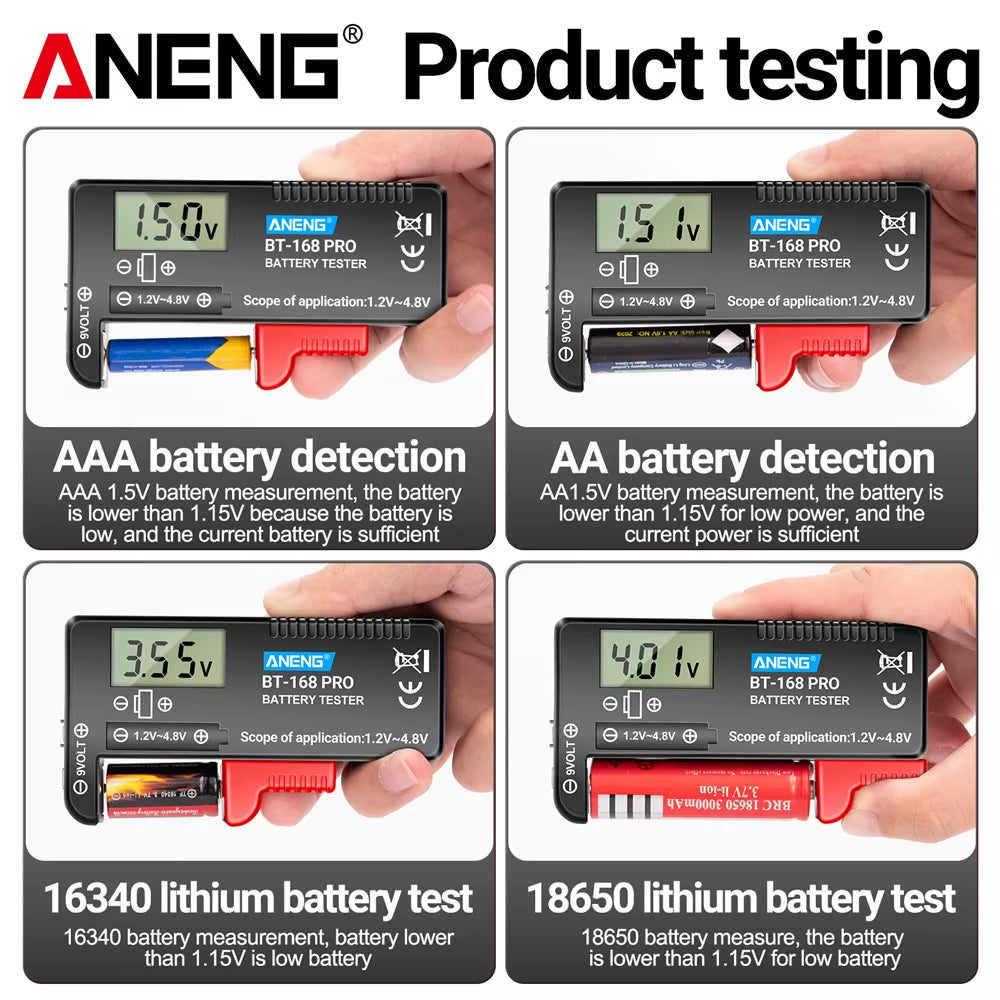 ANENG BT-168 PRO Digital Lithium Battery Checkered Load Analyzer Capacity Tester Display Check AAA AA Button Cell Unive